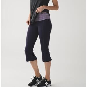 Lululemon Womens Gather & Crow Crop II Full On Luon Black Grape Space Dye Size 4